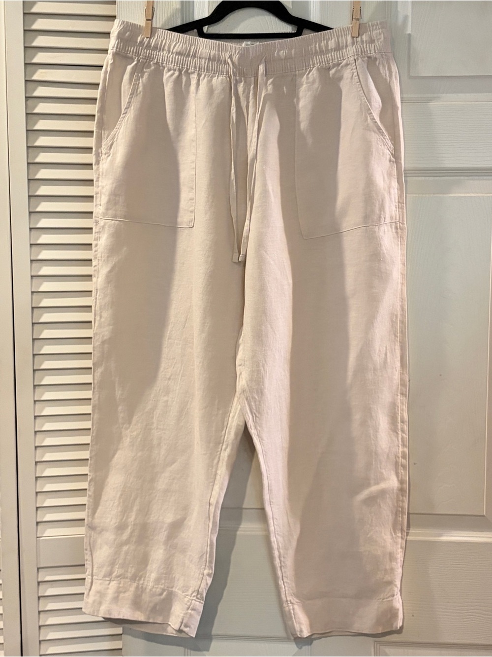 Sigrid Olsen Cream Drawstring Linen Chinos
